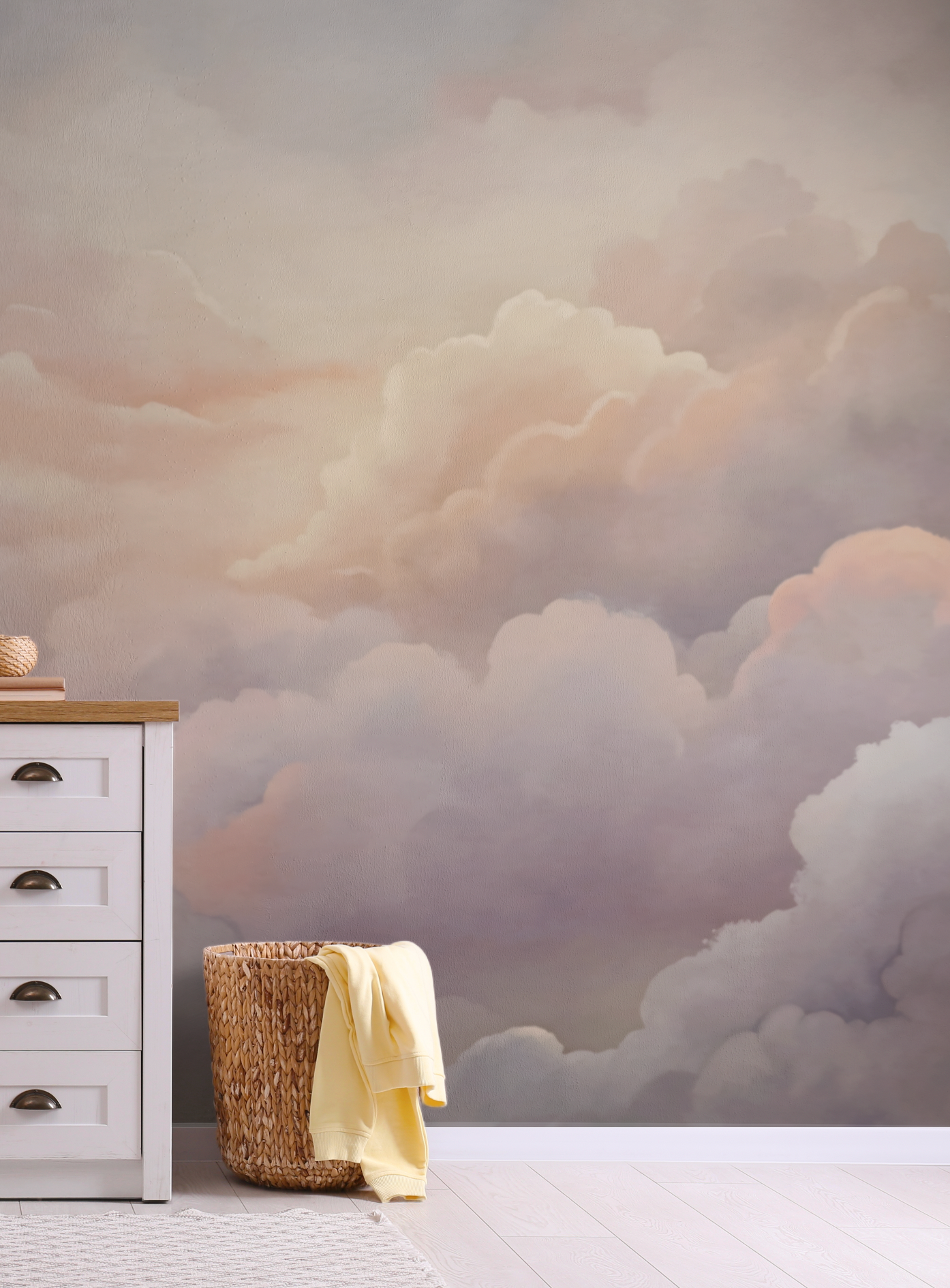 Peel and Stick and DREAMY Star Neutral Up in the Clouds Wall Mural Nursery Bedroom Wallpaper - Silver, Blush and Blue 5