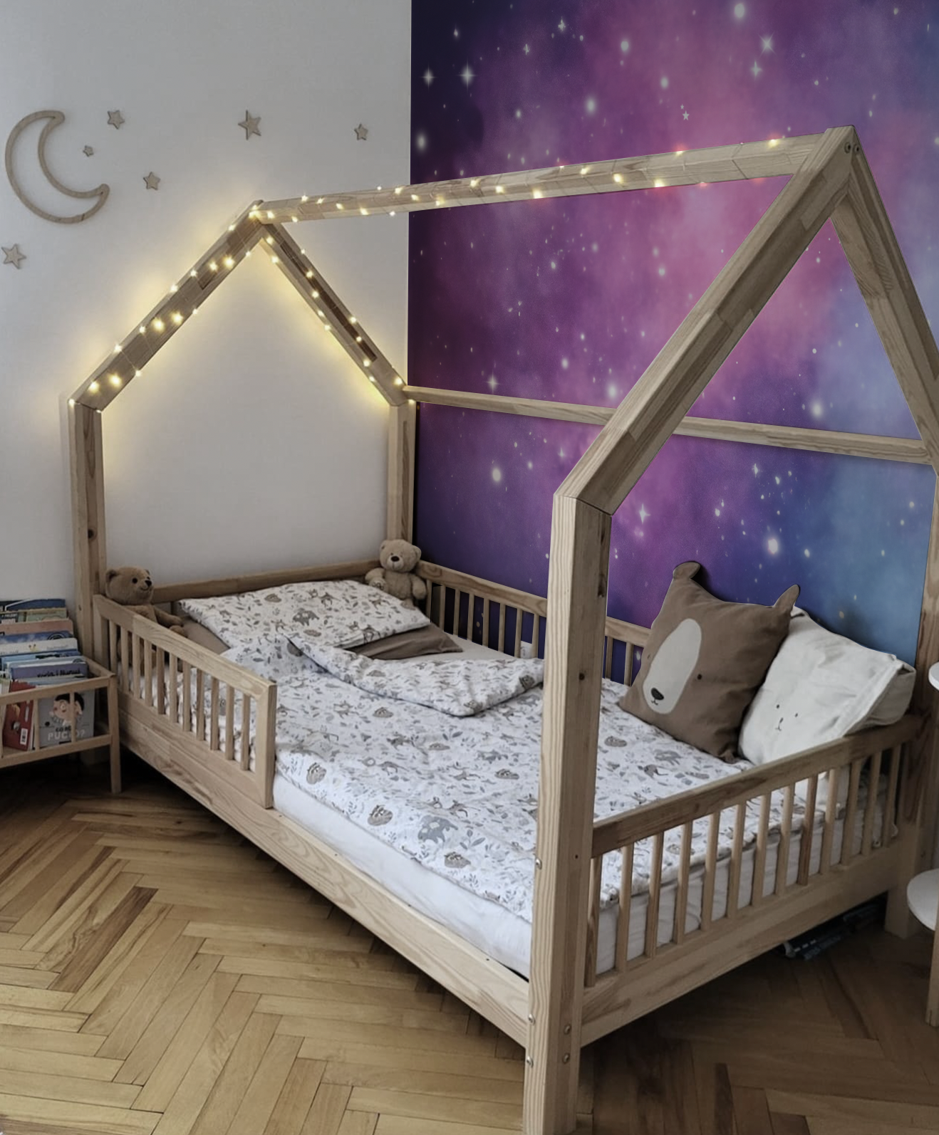 Peel and Stick and Traditional Galaxy Purple Blue and Pink Night Sky Wall Mural Nursery Bedroom Wallpaper - Stars Galaxy and Clouds