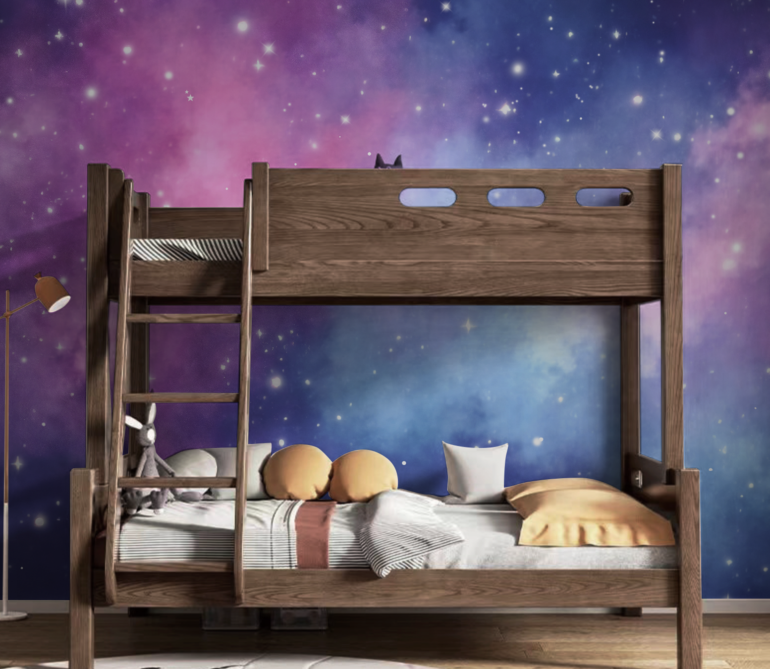  Peel and Stick and Traditional Galaxy Purple Blue and Pink Night Sky Wall Mural Nursery Bedroom Wallpaper - Stars Galaxy and Clouds 4
