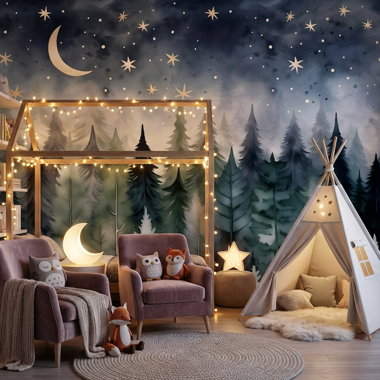Peel and Stick and Traditional Starry Night Sky Wall Mural Nursery ...
