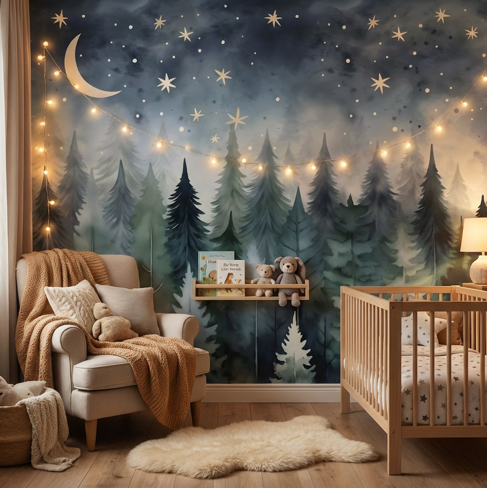 Peel and Stick and Traditional Starry Night Sky Wall Mural Nursery ...