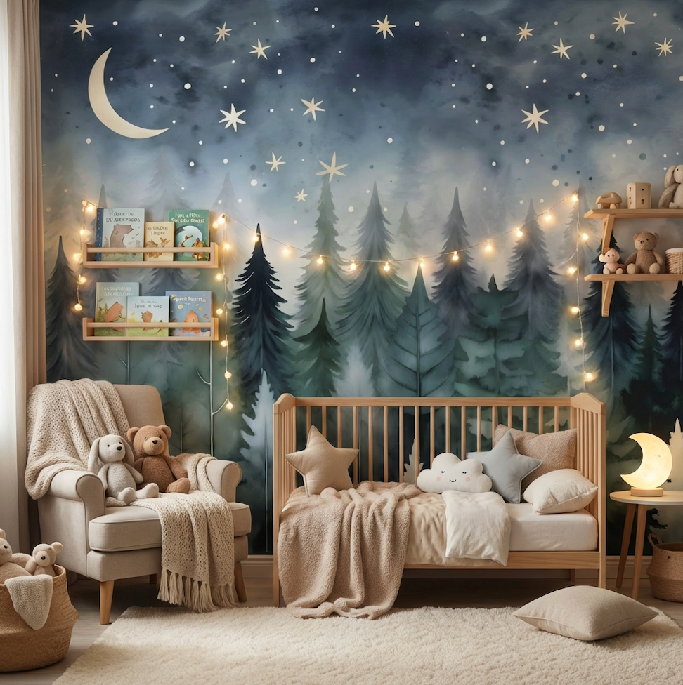 Peel and Stick and Traditional Starry Night Sky Wall Mural Nursery ...