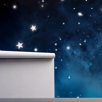 Peel and Stick and Traditional Starry Night Sky Wall Mural Nursery Bedroom Wallpaper - Stars Galaxy and Clouds