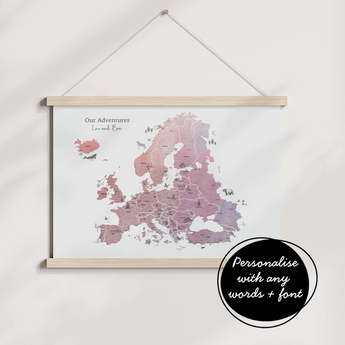 Personalised Scratch Off Map Hand drawn Watercolour Atlas - EUROPE european map

Our customisable &amp; personalised EUROPE Travel Map Scratch Off Map allows you to track your adventures with scratch tool included in purchase (included with purchase). Pick wording and design from a variety of fonts. Our maps make the perfect gift for couples, families and those dreaming of seeing everywhere on their bucket list!
