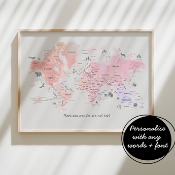 Personalised Scratch Off Map Hand drawn Watercolour World Atlas - Unicorn Colours

Our customisable &amp; personalised World Travel Map Scratch Off Map allows you to track your adventures with scratch tool included in purchase (included with purchase). Pick wording and design from a variety of fonts. Our maps make the perfect gift for couples, families and those dreaming of seeing everywhere on their bucket list!