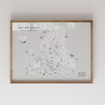 Personalised Europe Travel Push Pin Map Framed - Germany UK Poland France Spain Greece Finland Iceland 