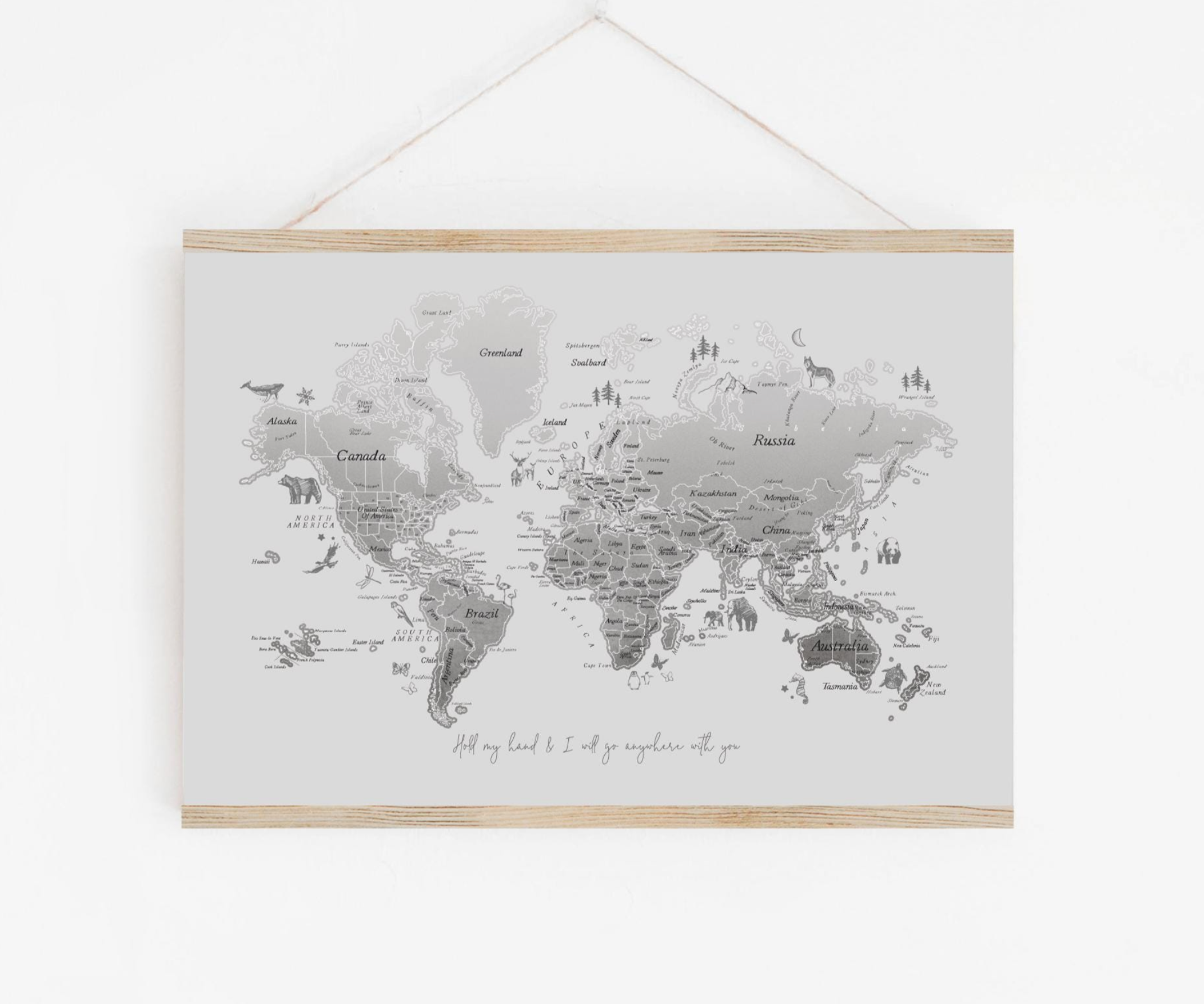 Personalised Scratch Off Map Hand drawn Watercolour World Atlas - RAINBOW 7