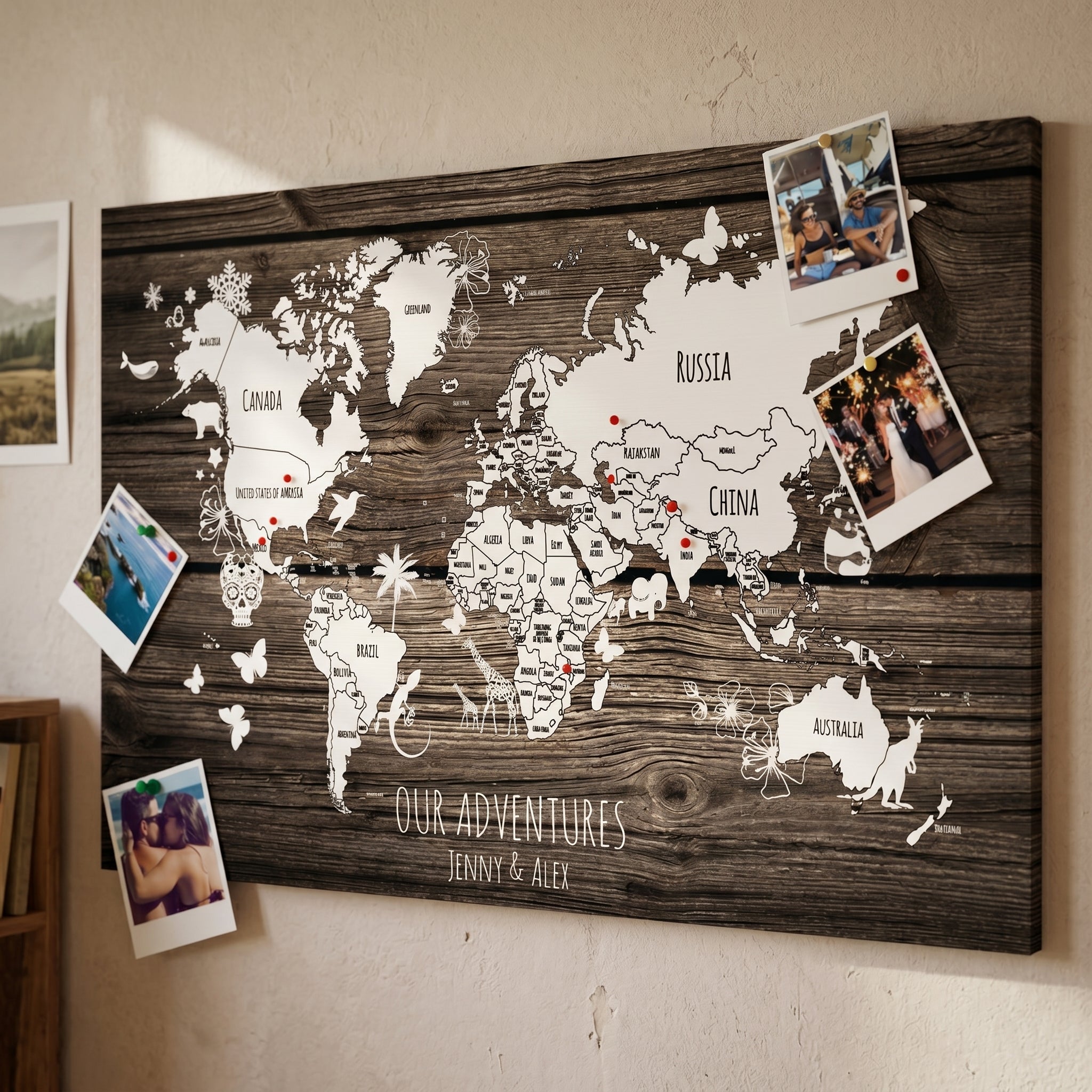 Personalised World Map Pin Board | Custom Travel Map with Pins | Push ...