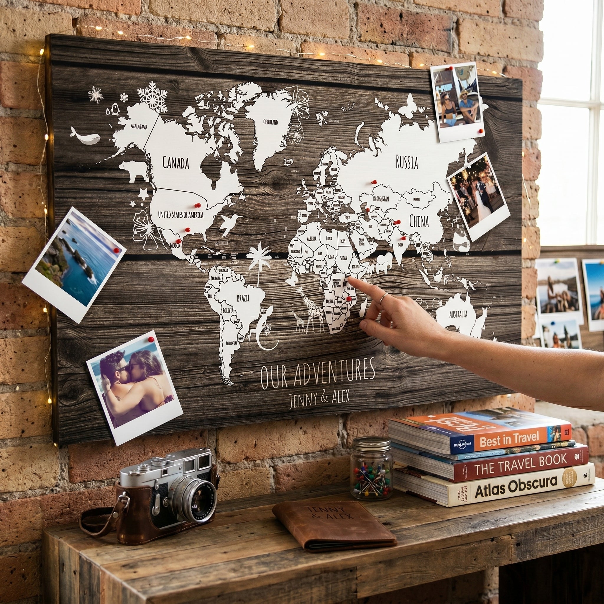 Personalised World Map Pin Board | Custom Travel Map with Pins | Push ...