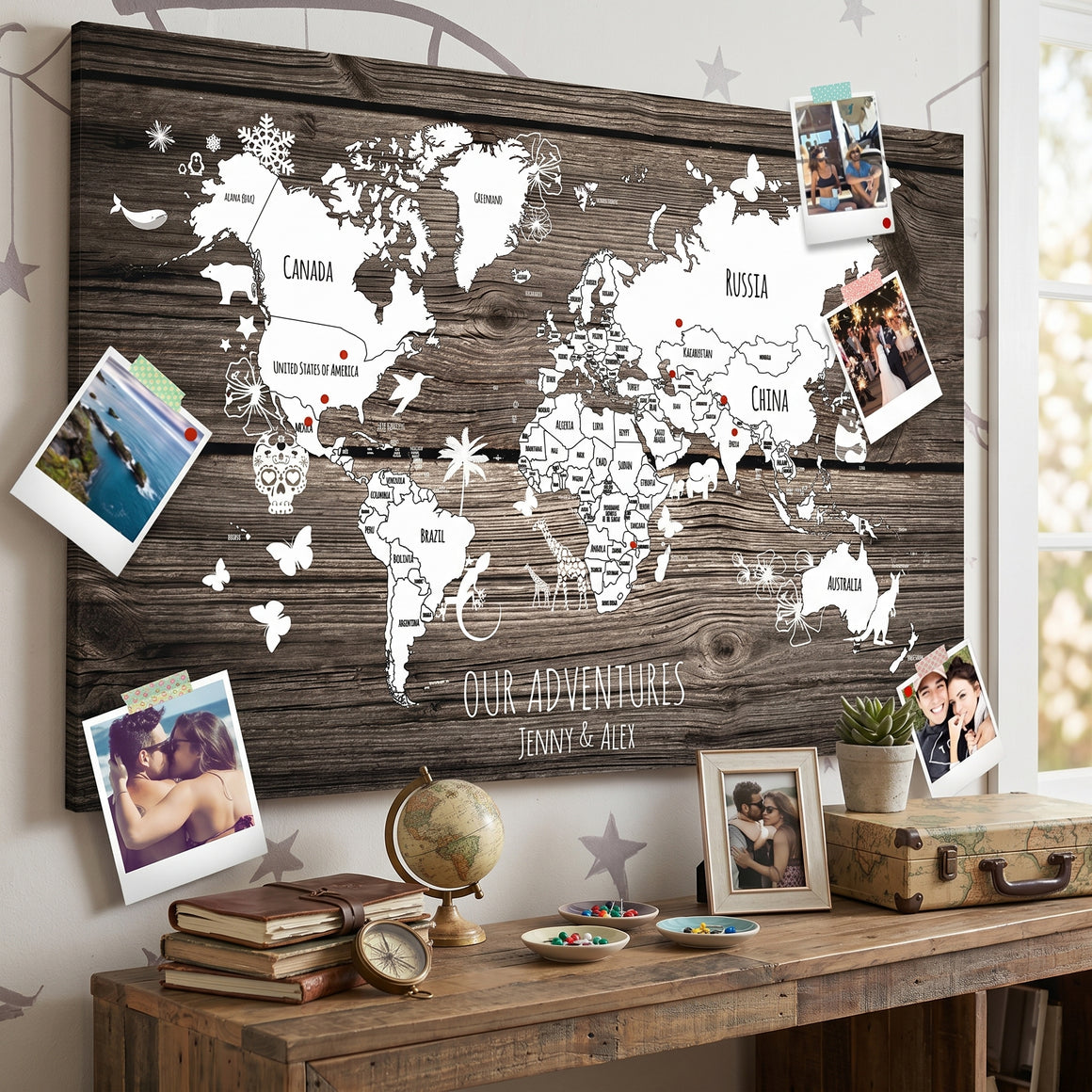Home / Personalised World Map Pin Board | Custom Travel Map with Pins ...