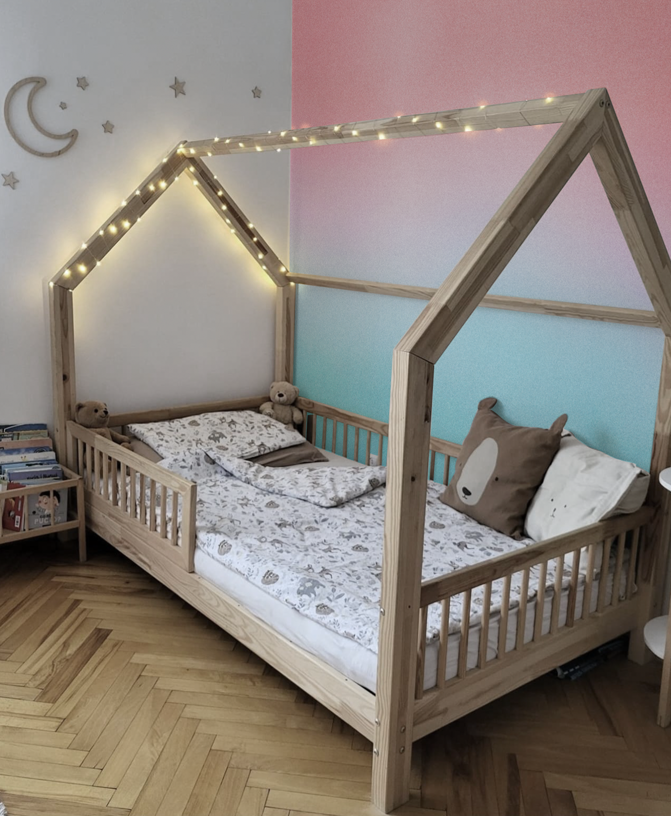 Pink to Blue Fade Gradient Watercolour Wallpaper Mural Peel and Stick Removable Bedroom Living room