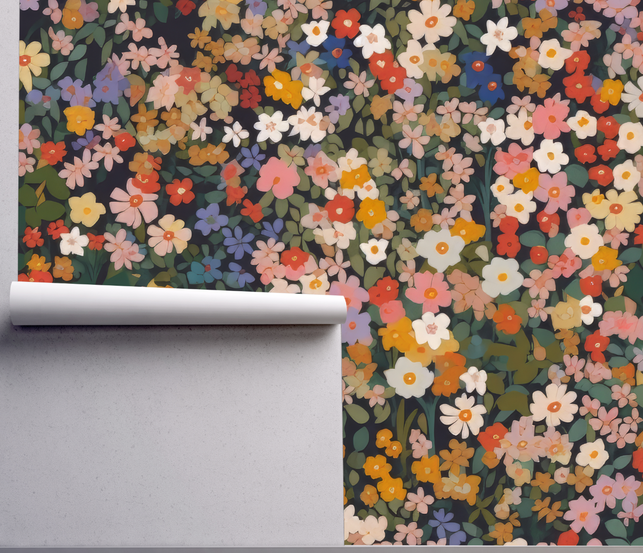 Primary_shades_ditsy_flowers_-_Retro_Flower_Pattern_Wallpaper_Mural_-_Removable_Wall_decor_-_Nursery_Baby_Girl 2
