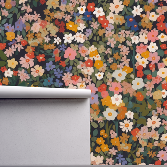 Primary_shades_ditsy_flowers_-_Retro_Flower_Pattern_Wallpaper_Mural_-_Removable_Wall_decor_-_Nursery_Baby_Girl 2