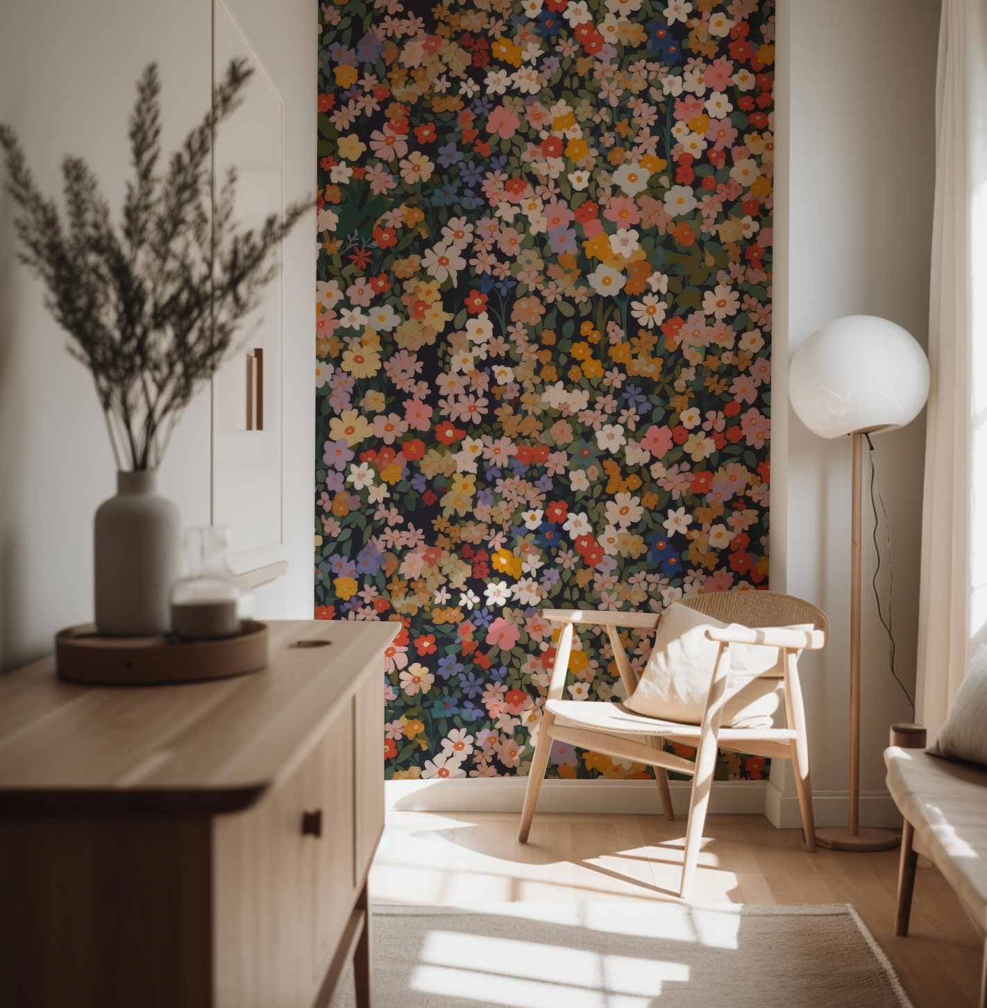 Primary_shades_ditsy_flowers_-_Retro_Flower_Pattern_Wallpaper_Mural_-_Removable_Wall_decor_-_Nursery_Baby_Girl 4