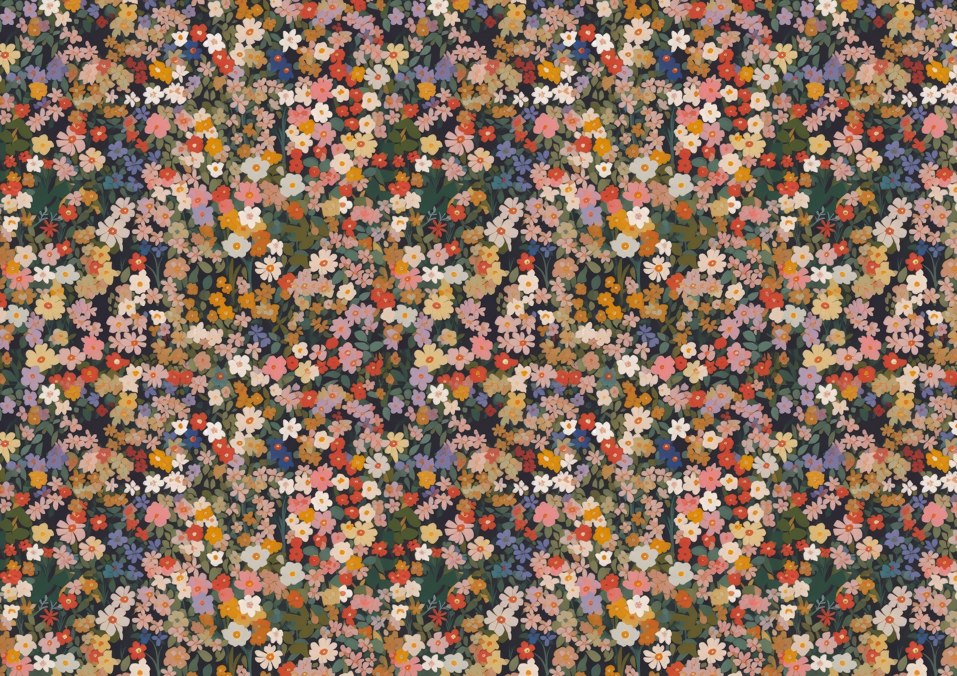 Primary_shades_ditsy_flowers_-_Retro_Flower_Pattern_Wallpaper_Mural_-_Removable_Wall_decor_-_Nursery_Baby_Girl 5