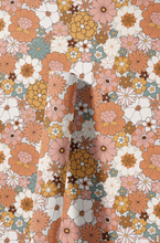 Hippie Boho Groovy Flowers - Retro Flower Pattern Wallpaper Mural - Removable Wall decor - Nursery, Baby Girl, Terracotta