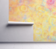Tie Dye Boho Dreamy Peel and Stick or Traditional Wallpaper Watercolour -  Pink Blue Pastel Peach Rainbow