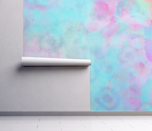 Tie Dye Boho Dreamy Peel and Stick or Traditional Wallpaper Watercolour -  Pink Blue Pastel Peach Rainbow