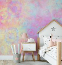 Tie Dye Boho Dreamy Peel and Stick or Traditional Wallpaper Watercolour -  Pink Blue Pastel Peach Rainbow