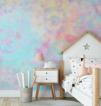 Tie Dye Boho Dreamy Peel and Stick or Traditional Wallpaper Watercolour -  Pink Blue Pastel Peach Rainbow