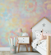 Tie Dye Boho Dreamy Peel and Stick or Traditional Wallpaper Watercolour -  Pink Blue Pastel Peach Rainbow