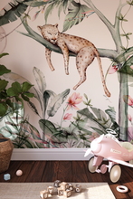 NEW! Peel and Stick Jungle Safari Animals Nursery Baby Removable and traditional Wallpaper - Lion Cub Elephant Giraffe Parrot