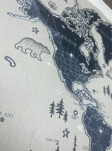 Celestial Night Sky Drawn Travel Map Personalised World - 100 free push pins - gift for him or her anniversary, christmas, personalized