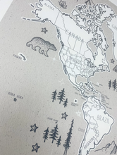 Celestial Night Sky Drawn Travel Map Personalised World - 100 free push pins - gift for him or her anniversary, christmas, personalized