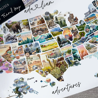 Personalized USA United States Scratch Off Map Hand drawn Watercolour National Parks Map - RV Anniversary Graduation Travelling Gift Explore