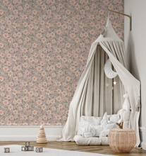Ditsy Cherry Blossom Floral Farmhouse Pattern Peel and Stick or Traditional Wallpaper - Blush and Light Green - Country Wall Mural