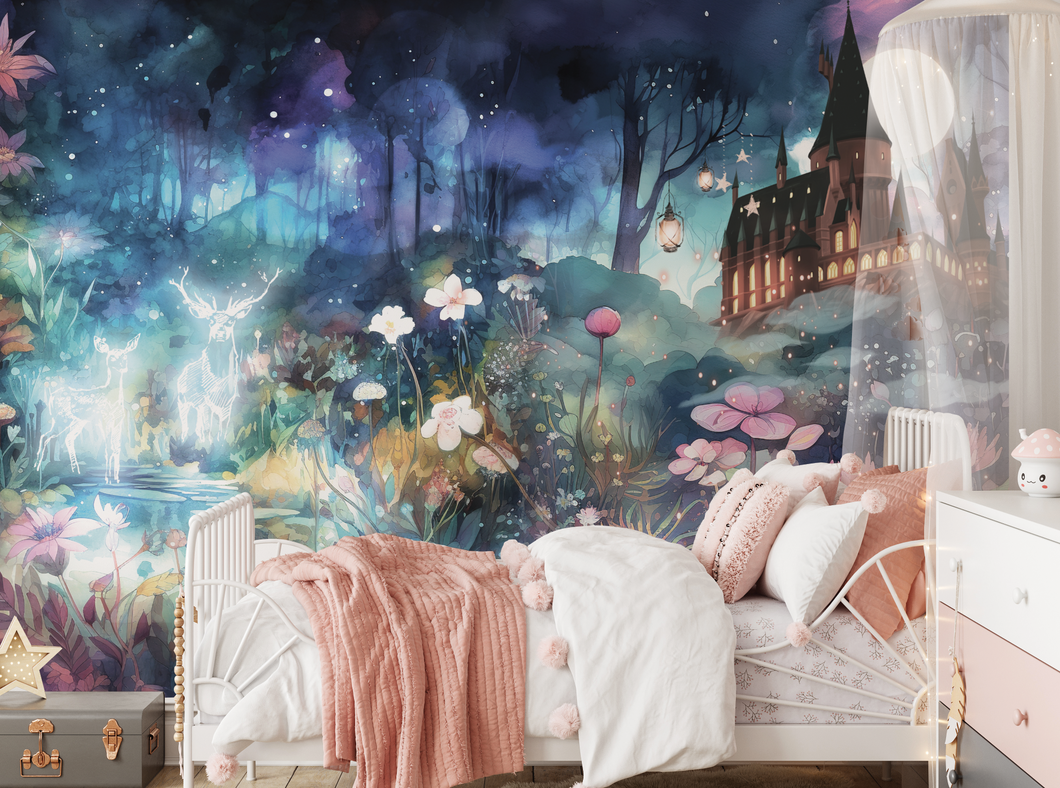 Kids Nursery Twilight Harry Potter Inspired Patronus - Trees Wall Mural, Removable Wallpaper, Traditional Wallpaper, Peel And Stick