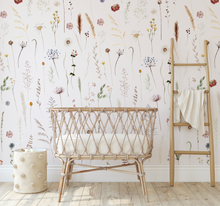 Painted Wildflower Pressed Meadow Flowers Peel and Stick Wall Mural - blush nursery neutral