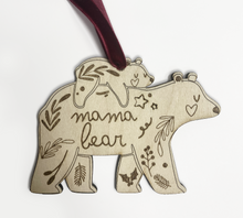 Mumma Bear Christmas Tree Decoration - Mum Xmas Ornament Bauble Mummy Wood Engraved