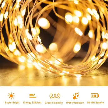 200 LED Bulbs Solar Panel Copper Wire Fairy Light For Christmas Decoration