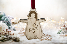 Personalised Penguin Chick Christmas Tree Decoration - Children Cute Xmas Ornament Bauble Mummy Wood Engraved new baby