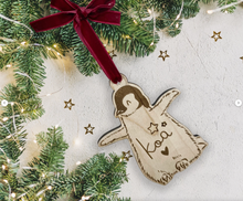 Personalised Penguin Chick Christmas Tree Decoration - Children Cute Xmas Ornament Bauble Mummy Wood Engraved new baby