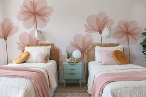 Painted Wildflower Meadow Flowers Peel and Stick and Traditional Wallpaper Wall Mural - butterfly nursery neutral