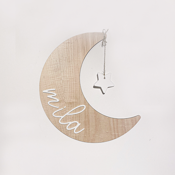 Personalised Moon And Stars Hanging Name Decoration | Nursery Mobile | Name Wall Hanging | New Baby Gift Or Christening Gift | Name sign