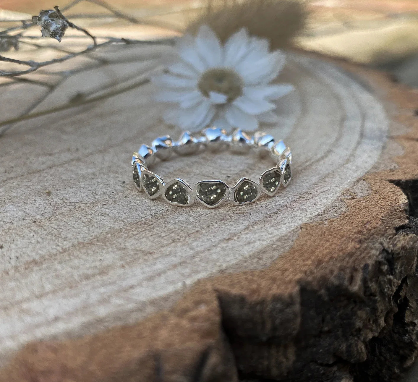 Heart Infinity Solid Sterling Silver Ring Pets Memorial Ashes