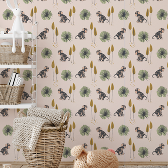 NEW! PEEL and STICK or Traditional Wallpaper Jungle Safari Animal Pattern Nursery Baby Removable Wallpaper- Monkey Pattern