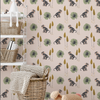 NEW! PEEL and STICK or Traditional Wallpaper Jungle Safari Animal Pattern Nursery Baby Removable Wallpaper- Monkey Pattern