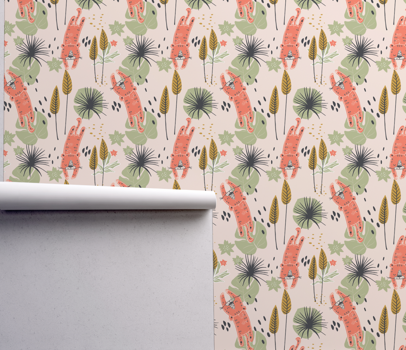 Tiger Jungle Animals Wall Mural – Safari Nursery Wallpaper for Kids ...