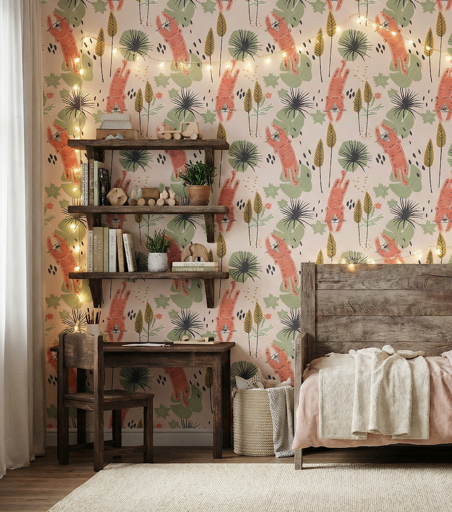 Tiger Jungle Animals Wall Mural – Safari Nursery Wallpaper for Kids ...