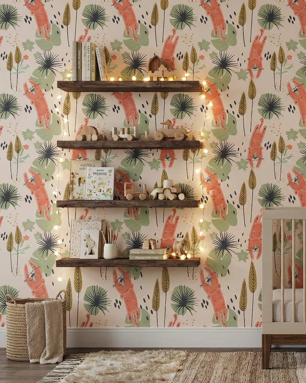 Tiger Jungle Animals Wall Mural – Safari Nursery Wallpaper for Kids ...