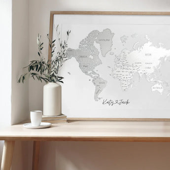 A1 LARGE Personalised Scratch Off Map Hand drawn Watercolour World Atlas - POSTER no frame
