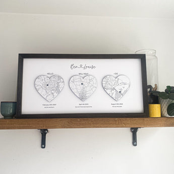 Personalised Couples Anniversary Print - Met Engaged Married | Map Gift for Her Wife Husband Girlfriend | Valentine Gift for her him