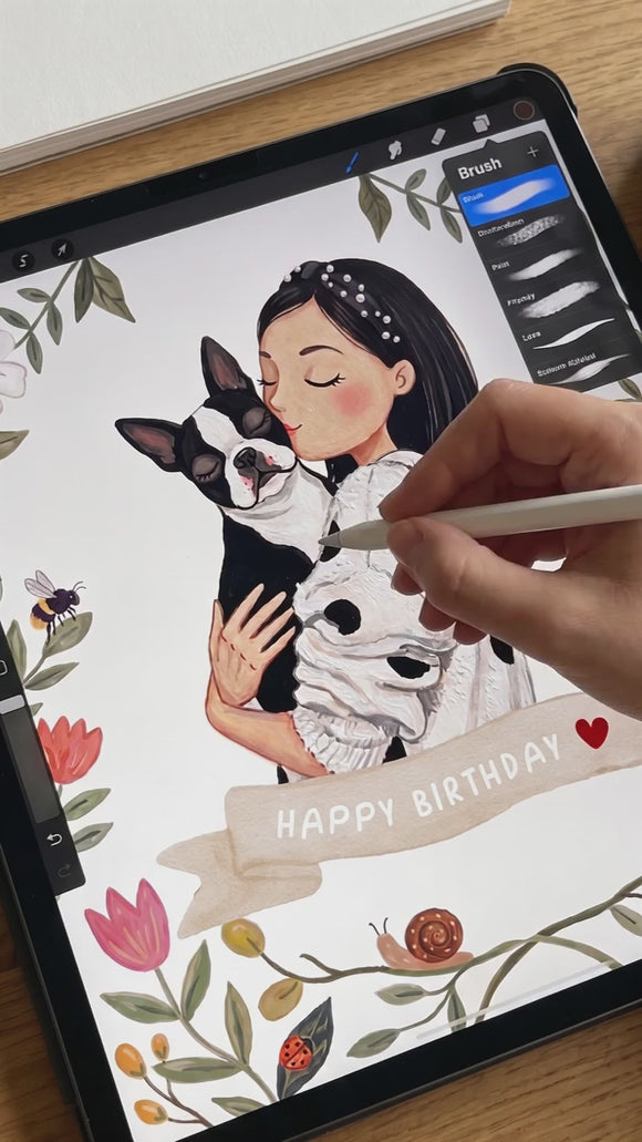 Custom Portrait Greeting Card from Photo | Personalised Digital Painting Card | Birthday, Wedding, Engagement, Anniversary, New Baby Gift