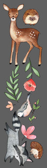 Forest Woodland Animal Wall Peel and Stick Removable Decals Watercolour - FOX BEAR DEER RABBIT HEDGEHOG RACOON