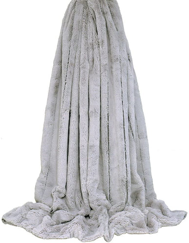 Empress Throw - Grey - Super Soft Faux Fur - Heavyweight - Non Slip Lining - Machine Washable - 100% Polyester - 140 x 200cm (55