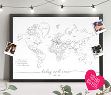 Personalised FRAMED Travel World Map Push Pin-board